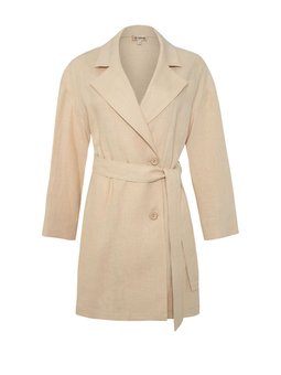 Belden Kuşaklı Keten Ceket