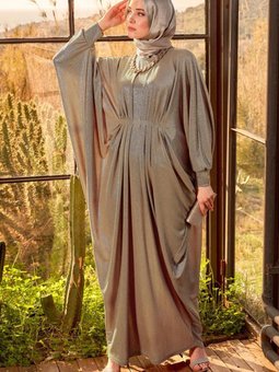 Yarasa Kol Büzgülü Elbise 44432