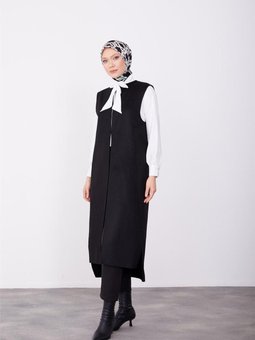 Asimetrik Kup Detaylı Yelek 23k4604 Siyah