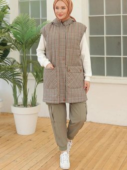 Trend Çıtçıtlı Gizli Fermuarlı Kapüşonlu Yelek