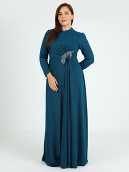 Büyük Beden Petrol Abiye Elbise