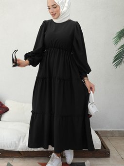 Benay Kat Detay Elbise 1102 Siyah