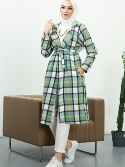 Elçin Çizgi Detaylı Çift Cepli Hırka 407 Mint