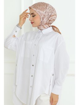 Herla Desenli Soft Bej Eşarp