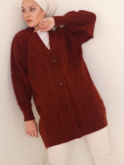 15768 Triko Hırka Kiremit