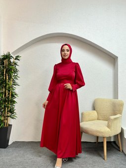 Kırmızı Hüma Abiye Elbise
