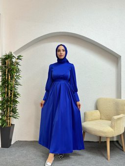 Mavi Hüma Abiye Elbise