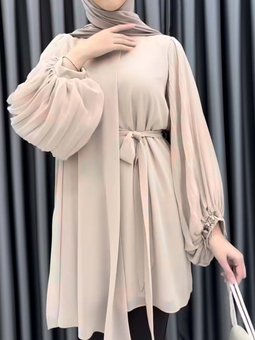 Abiye Tunik Kol Piliseli Manşetli Taşlı 24y50257 Bej 42