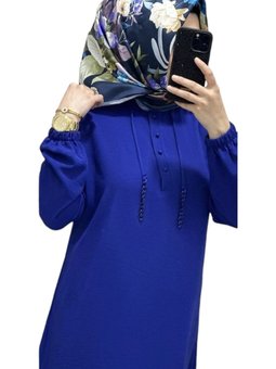 Büyük Beden Hakim Yaka Zincir İp Detaylı Tunik