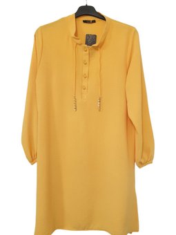 Büyük Beden Hakim Yaka Zincir İp Detaylı Tunik