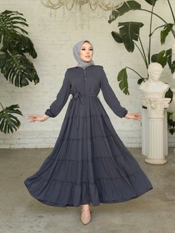 5 Kat Büzgü Etekli Kolu Büzgülü Mevlana Yazlık Ferace Abaya