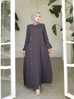 Ön Biyeli Ve Bisiklet Yakalı Mevlana Yazlık Ferace Abaya