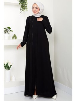 Sevgi Taşlı Siyah Ferace