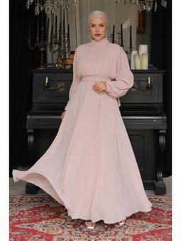 Asel Şifon Abiye Elbise Pudra