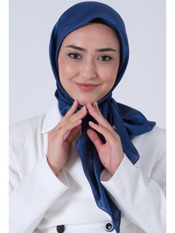 Koyu İndigo Janjan Eşarp