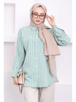 Mint Tek Cepli Çizgili Lilyum Gömlek