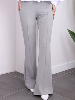 Açık Gri Yüksek Bel Çimalı İspanyol Pantolon