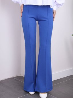 Mavi Yüksek Bel Çimalı İspanyol Pantolon