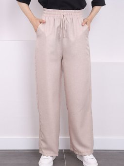 Taş Bel Lastikli Cepli Keten Pantolon