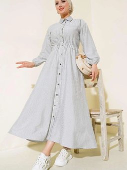 Gri Metal Düğmeli Spor Elbise