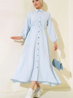 Mavi Metal Düğmeli Spor Elbise