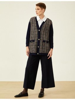 Gold Düğme Detaylı Hırka Lacivert