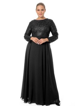 Büyük Beden Uzun Abiye Elbise Desen