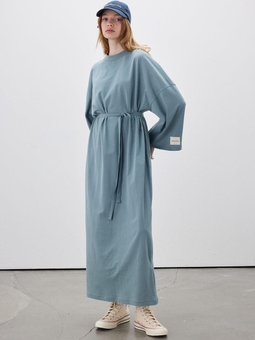 Oversıze Uzun Rahat Elbise Mavi