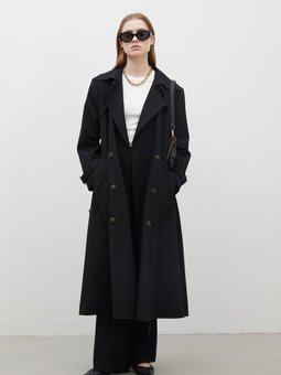 Parıs Oversıze Kruvaze Trençkot Siyah
