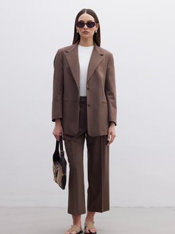 Pensli Düz Kesim Pantolon Kahverengi