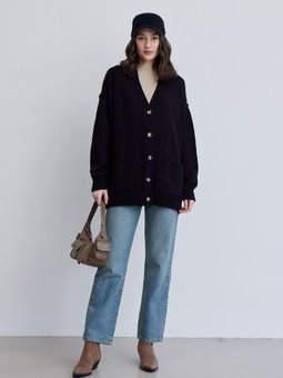 Yumuşak Dokulu Oversıze Hırka Siyah