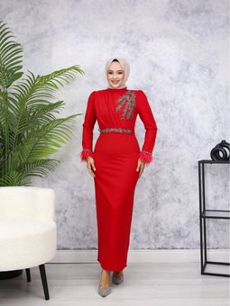 Kırmızı Öykü Abiye Elbise