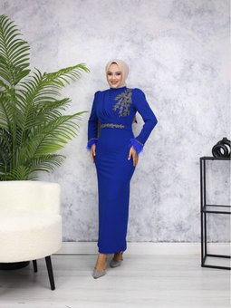 Saks Mavisi Abiye Elbise