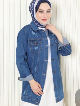 Açık Kot Düğmeli Ceket