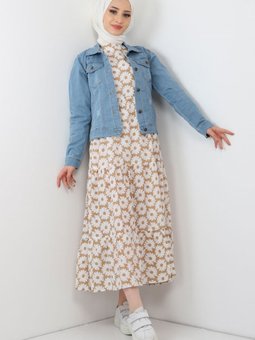 Açık Kot Düğmeli Ceket