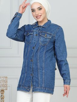 Açık Kot Düğmeli Mavi Ceket
