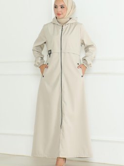 Bej Armalı Fermuarlı Trençkot