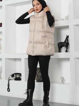 Bej Boyfriend Şişme Yelek