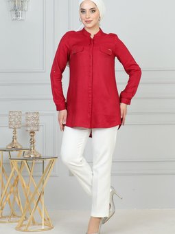 Bordo Süs Cepli Tunik