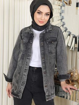 Füme Düğmeli Kot Ceket