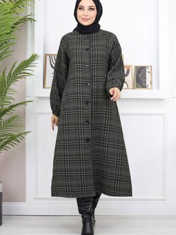 Haki Düğmeli Şanel Kap