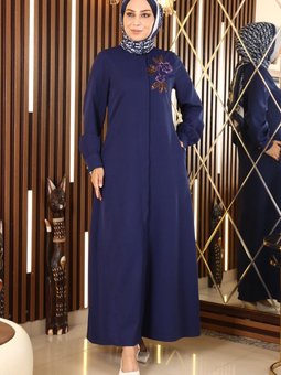 İndigo Nakışlı Ferace