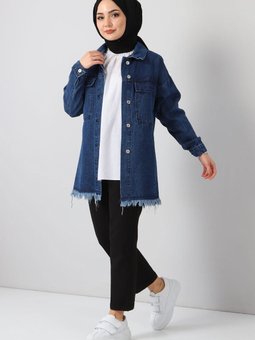 Koyu Kot Püskül Detaylı Ceket