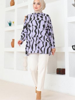 Lila Desenli Tunik