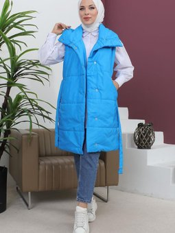 Mavi Geniş Yaka Şişme Yelek