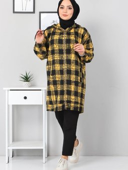 Sarı Yazı Baskılı Kapüşonlu Kap