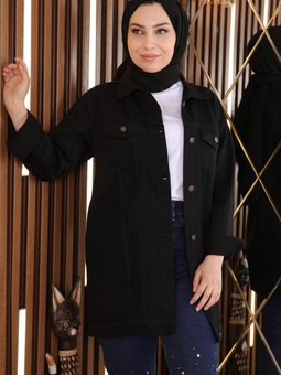 Siyah Cepli Kot Ceket