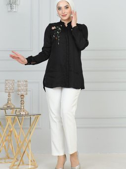 Siyah Nakış Detaylı Tunik