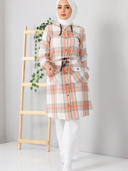 Vizon Düğmeli Kapüşonlu Kap