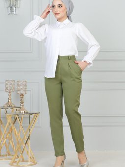 Yeşil Dar Paça Pantolon